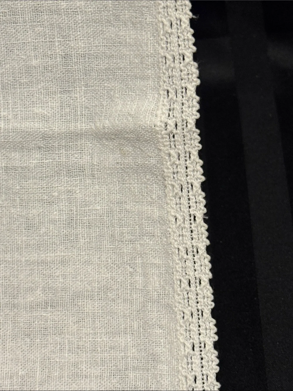 Hand Embroidered Linen Dresser or Table Runner with Blue Rose Motif